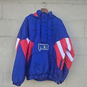 Brooklyn New Jersey Nets Starter Black Label 1/4 Zip Pullover Hooded Jacket ● L